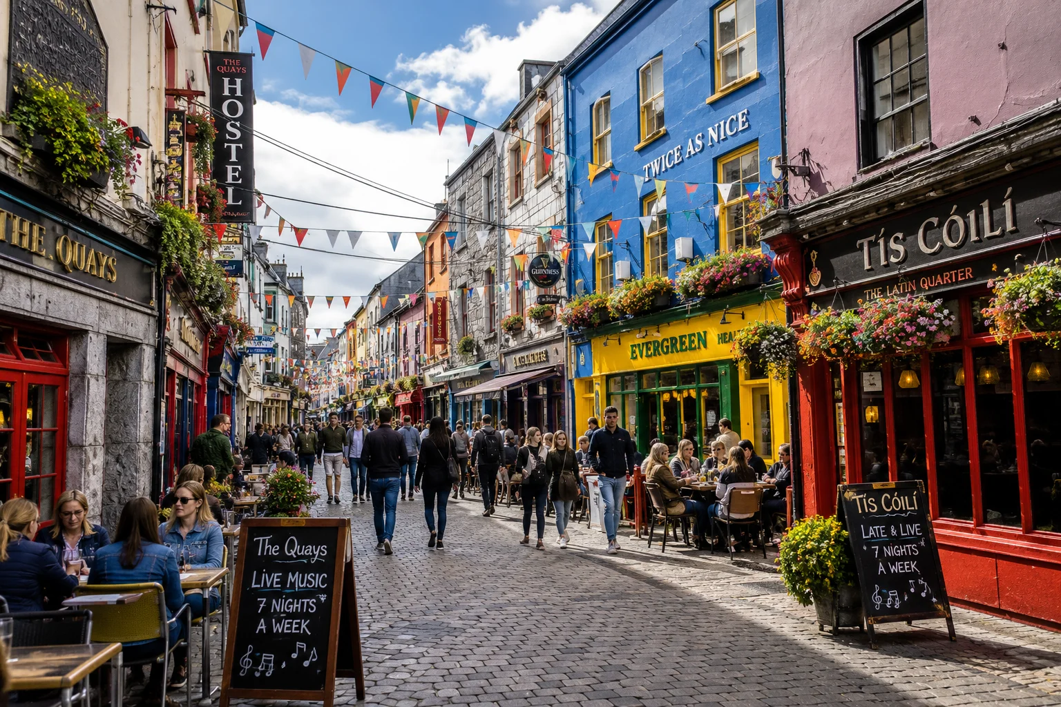 Galway colorful Latin Quarter street — one of the best Irish cities for American expats